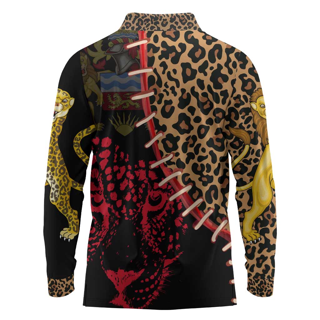 Leopard and Lion Malawi Long Sleeve Polo Shirt Unity and Freedom