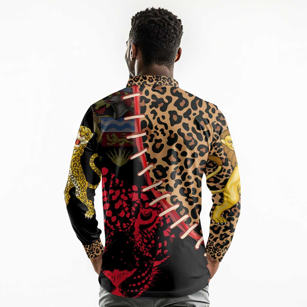 Leopard and Lion Malawi Long Sleeve Polo Shirt Unity and Freedom