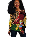 Leopard and Lion Malawi Off Shoulder Sweater Unity and Freedom