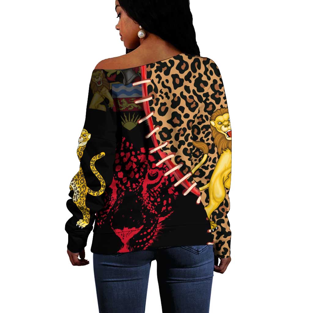 Leopard and Lion Malawi Off Shoulder Sweater Unity and Freedom
