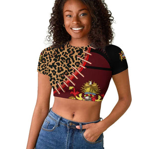 Leopard and Lion Malawi Raglan Cropped T shirt Unity and Freedom