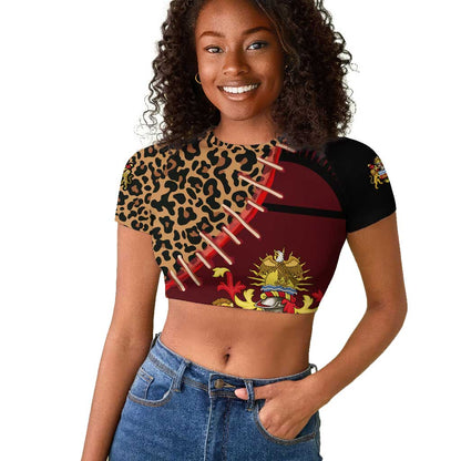 Leopard and Lion Malawi Raglan Cropped T shirt Unity and Freedom