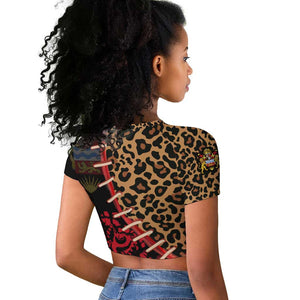 Leopard and Lion Malawi Raglan Cropped T shirt Unity and Freedom