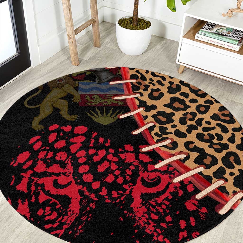 Leopard and Lion Malawi Round Carpet Unity and Freedom