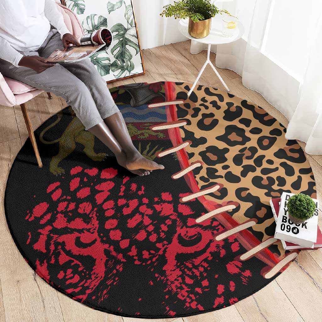 Leopard and Lion Malawi Round Carpet Unity and Freedom