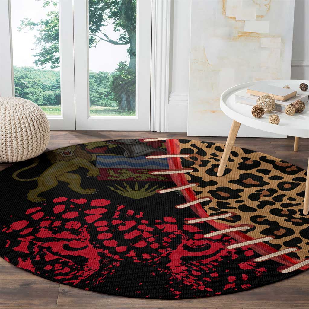 Leopard and Lion Malawi Round Carpet Unity and Freedom