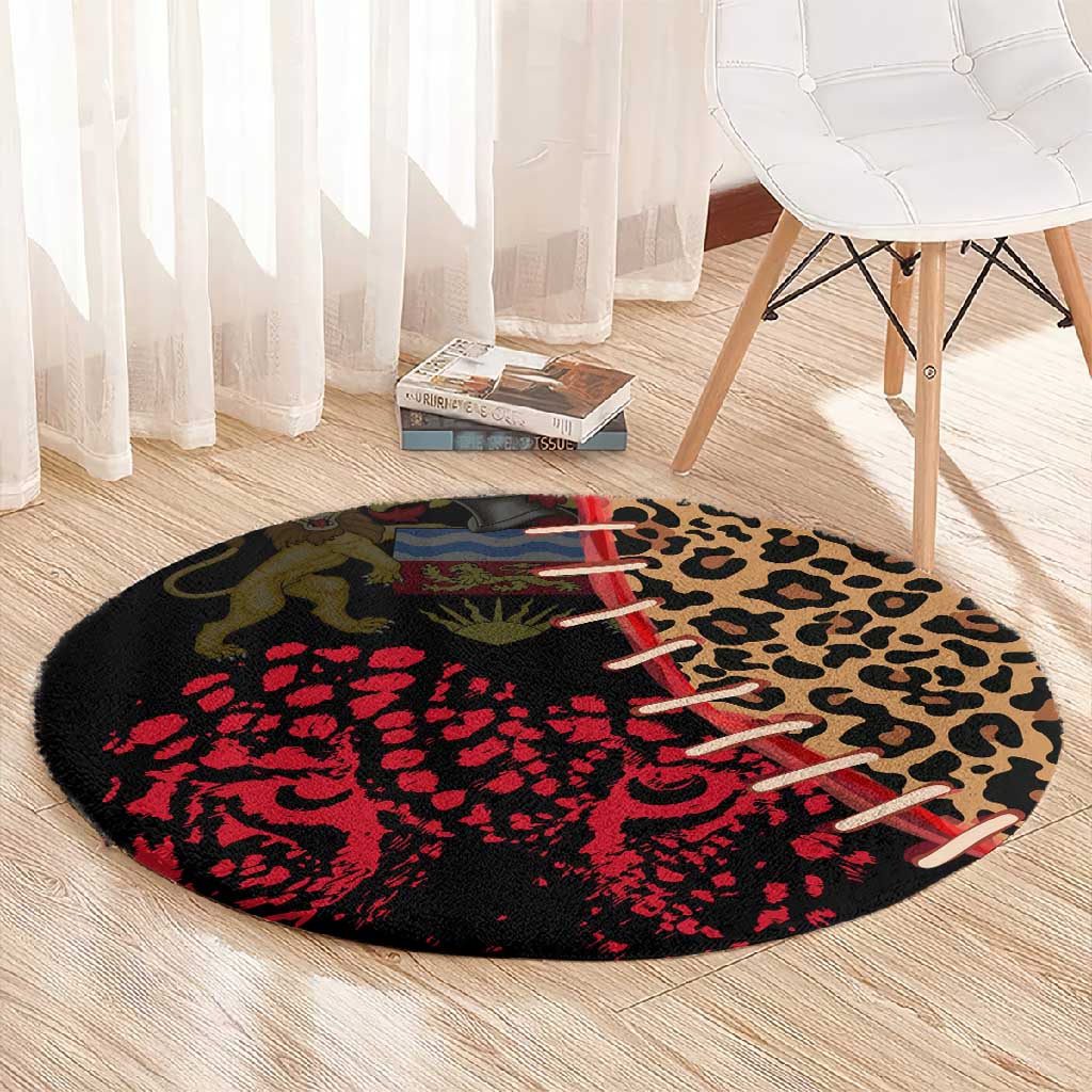 Leopard and Lion Malawi Round Carpet Unity and Freedom