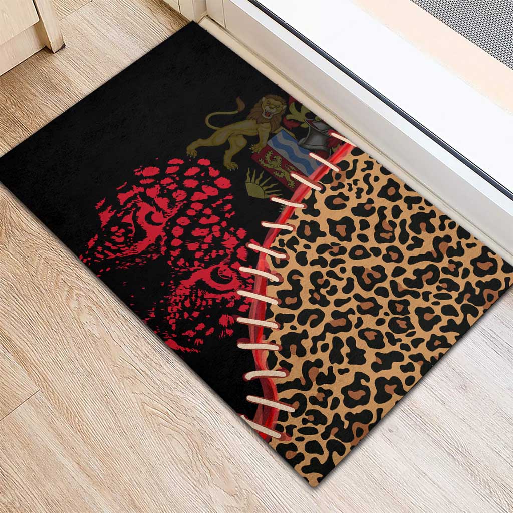 Leopard and Lion Malawi Rubber Doormat Unity and Freedom