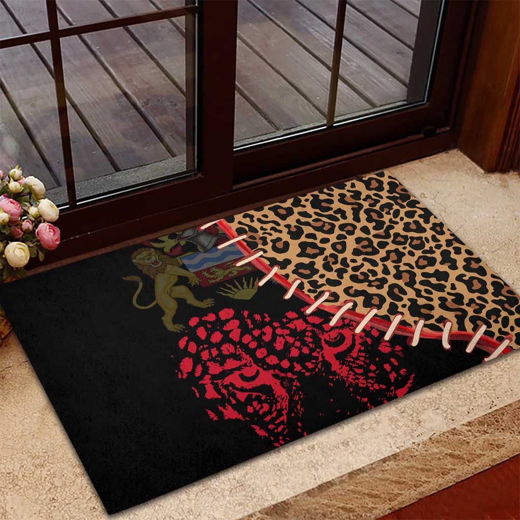 Leopard and Lion Malawi Rubber Doormat Unity and Freedom