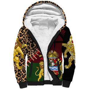 Leopard and Lion Malawi Sherpa Hoodie Unity and Freedom