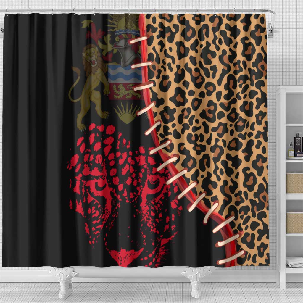 Leopard and Lion Malawi Shower Curtain Unity and Freedom
