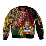 Leopard and Lion Malawi Sleeve Zip Bomber Jacket Unity and Freedom