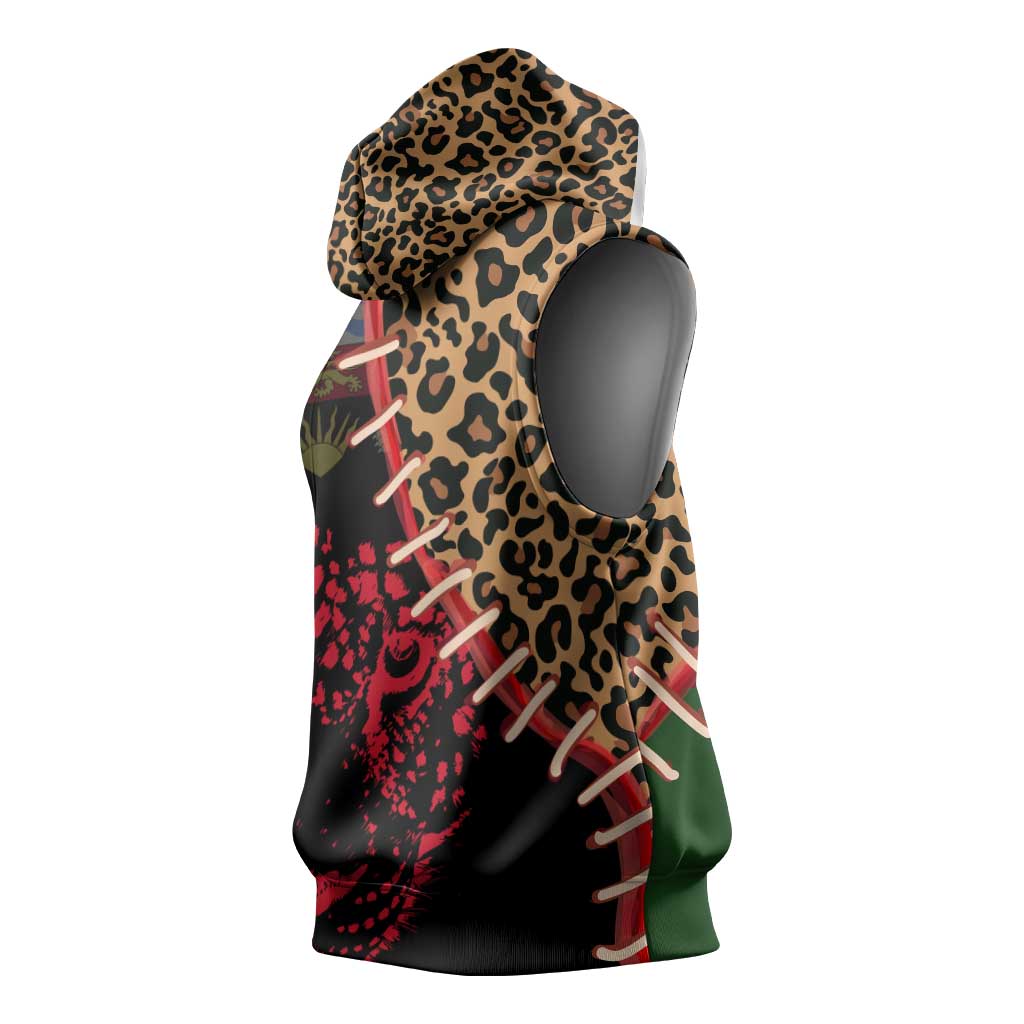 Leopard and Lion Malawi Sleeveless Hoodie Unity and Freedom - African Pride