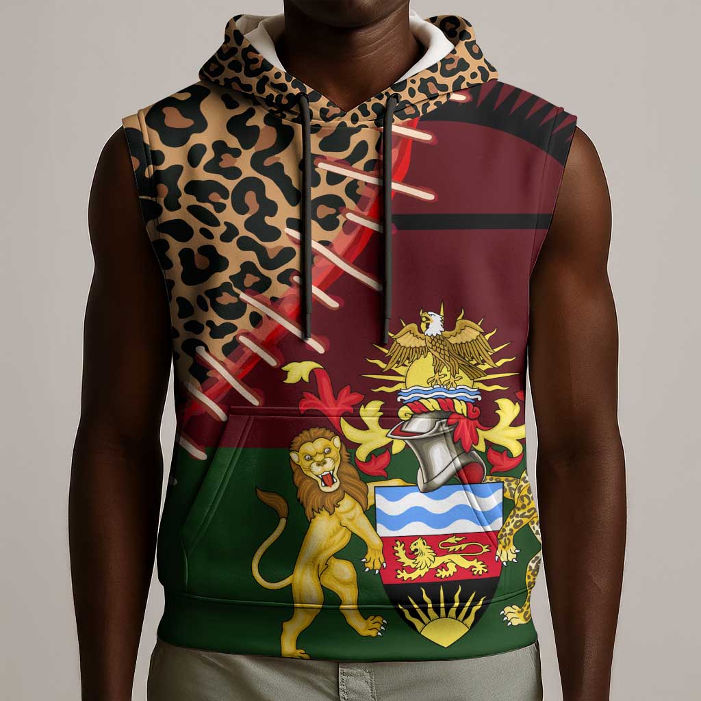 Leopard and Lion Malawi Sleeveless Hoodie Unity and Freedom - African Pride
