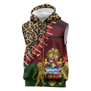 Leopard and Lion Malawi Sleeveless Zip Hoodie Unity and Freedom - African Pride