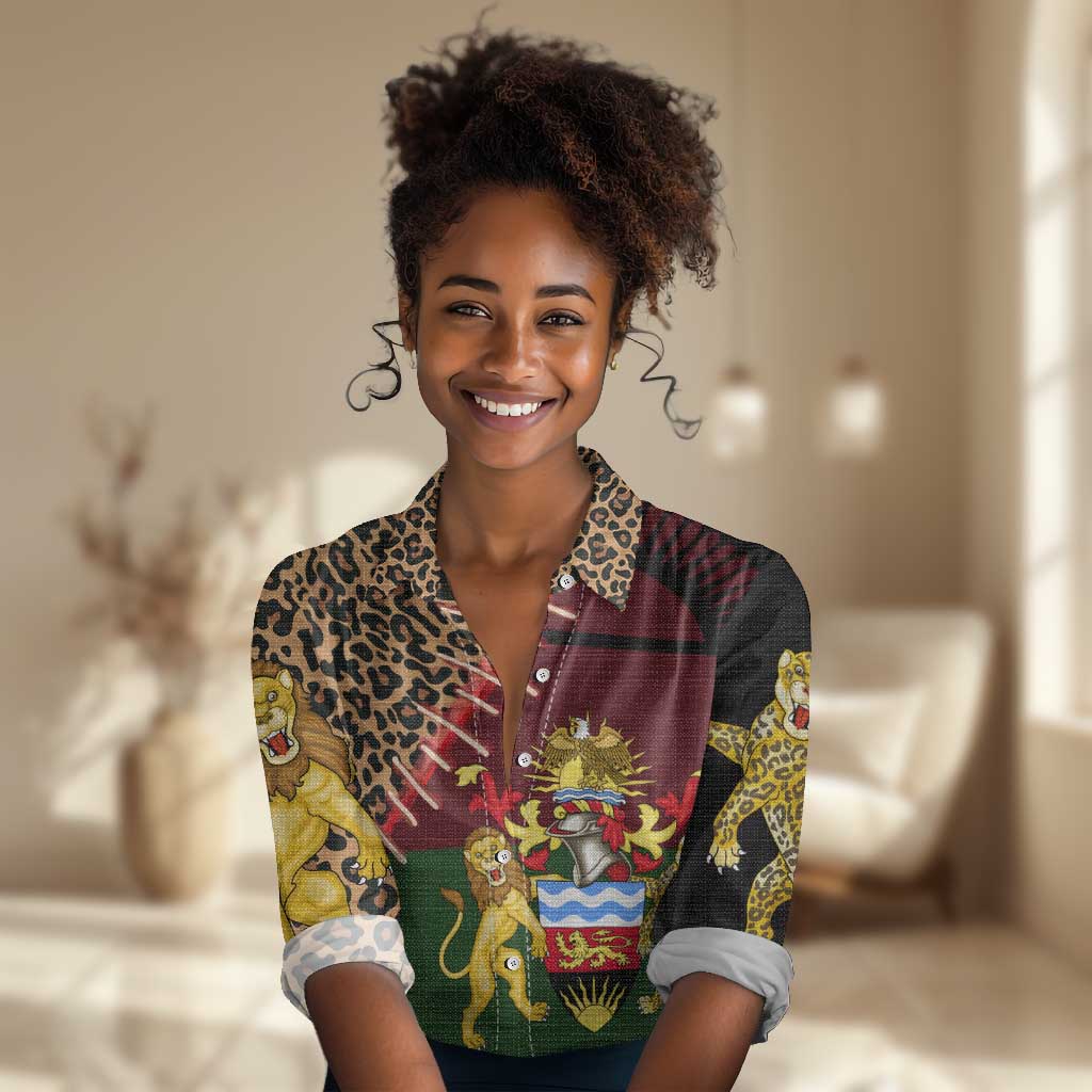 Leopard and Lion Malawi Women Casual Shirt Unity and Freedom