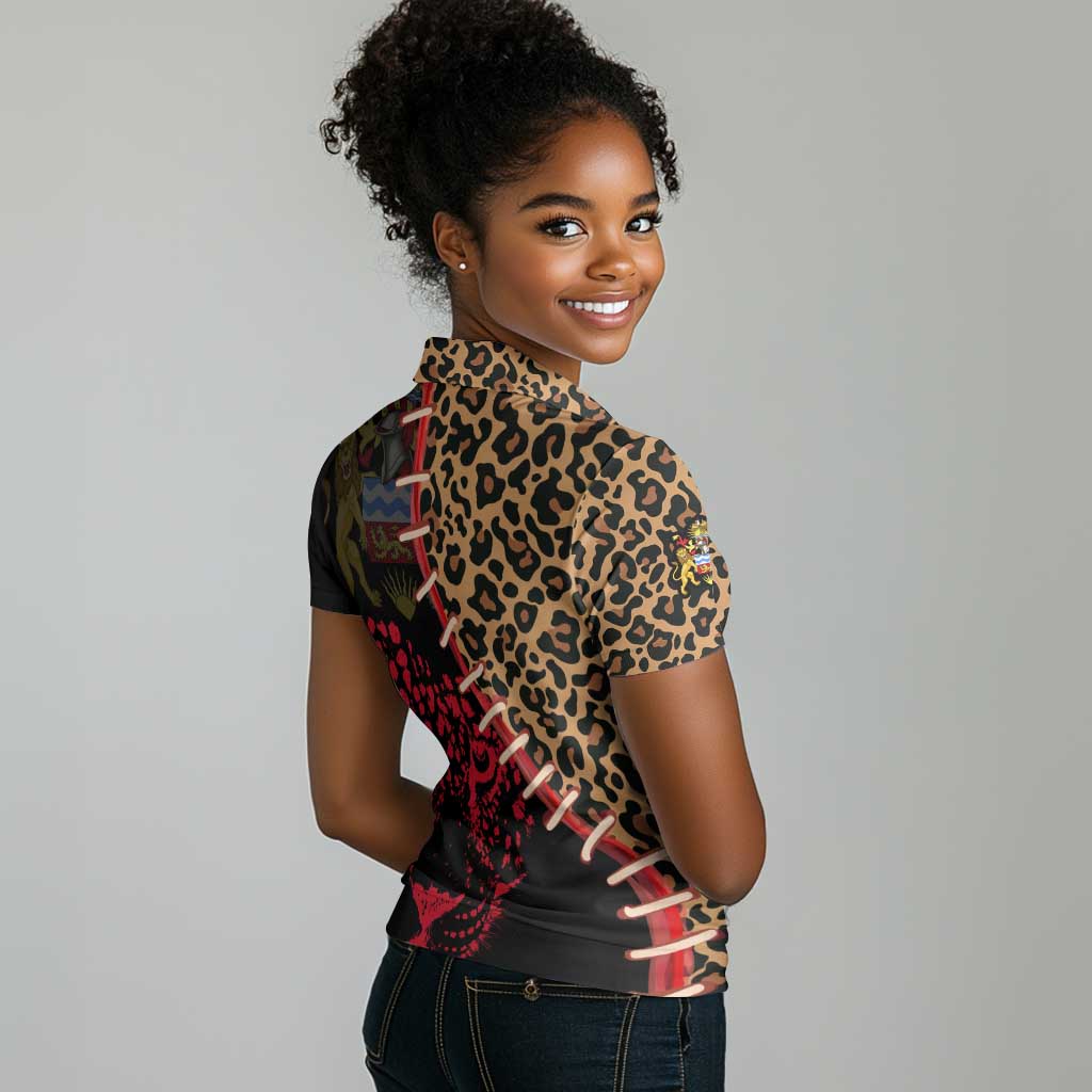 Leopard and Lion Malawi Women Polo Shirt Unity and Freedom