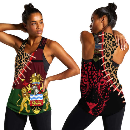 Leopard and Lion Malawi Women Racerback Tank Unity and Freedom