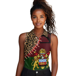 Leopard and Lion Malawi Women Sleeveless Polo Shirt Unity and Freedom