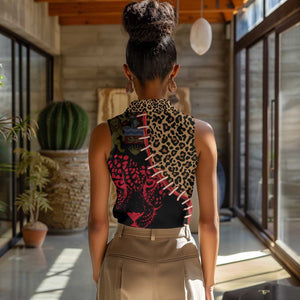 Leopard and Lion Malawi Women Sleeveless Polo Shirt Unity and Freedom