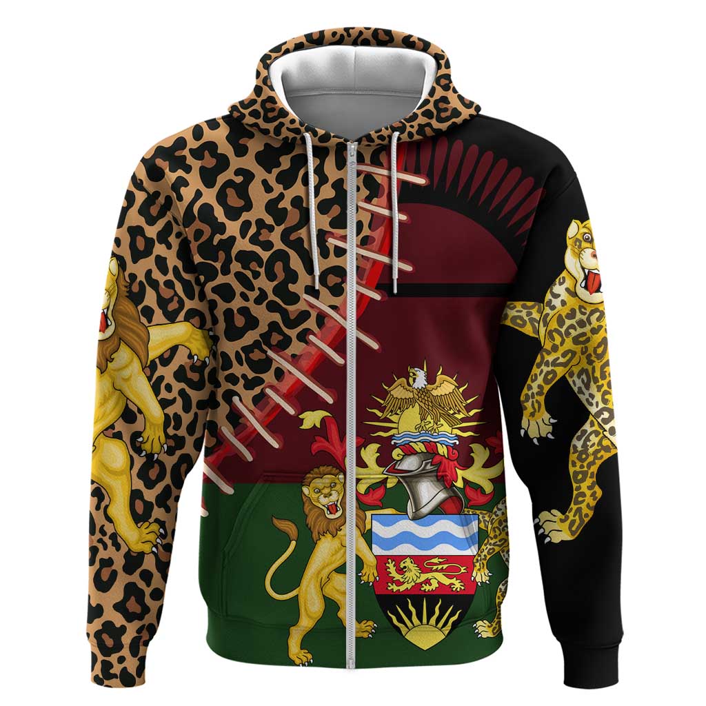 Leopard and Lion Malawi Zip Hoodie Unity and Freedom