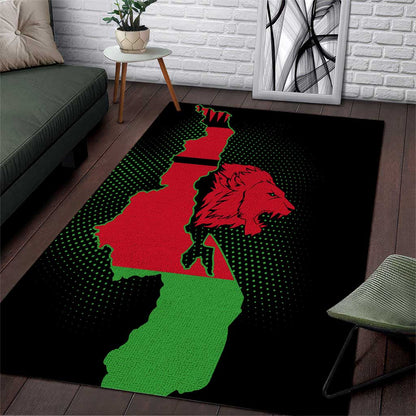 Malawi Lion Map Flag Area Rug Wildlife Fusion Design