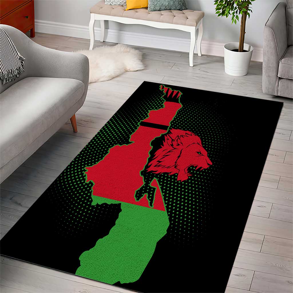 Malawi Lion Map Flag Area Rug Wildlife Fusion Design