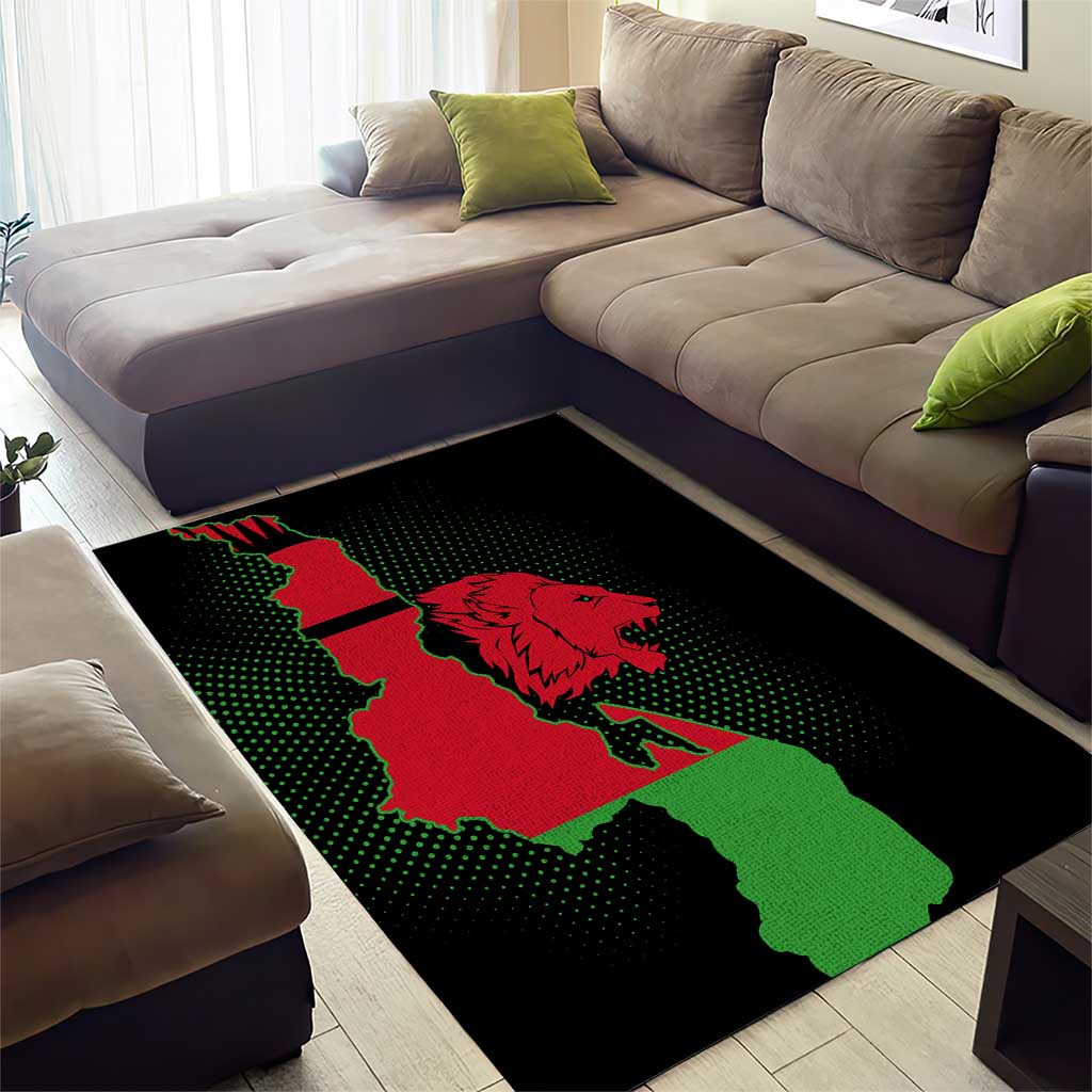 Malawi Lion Map Flag Area Rug Wildlife Fusion Design