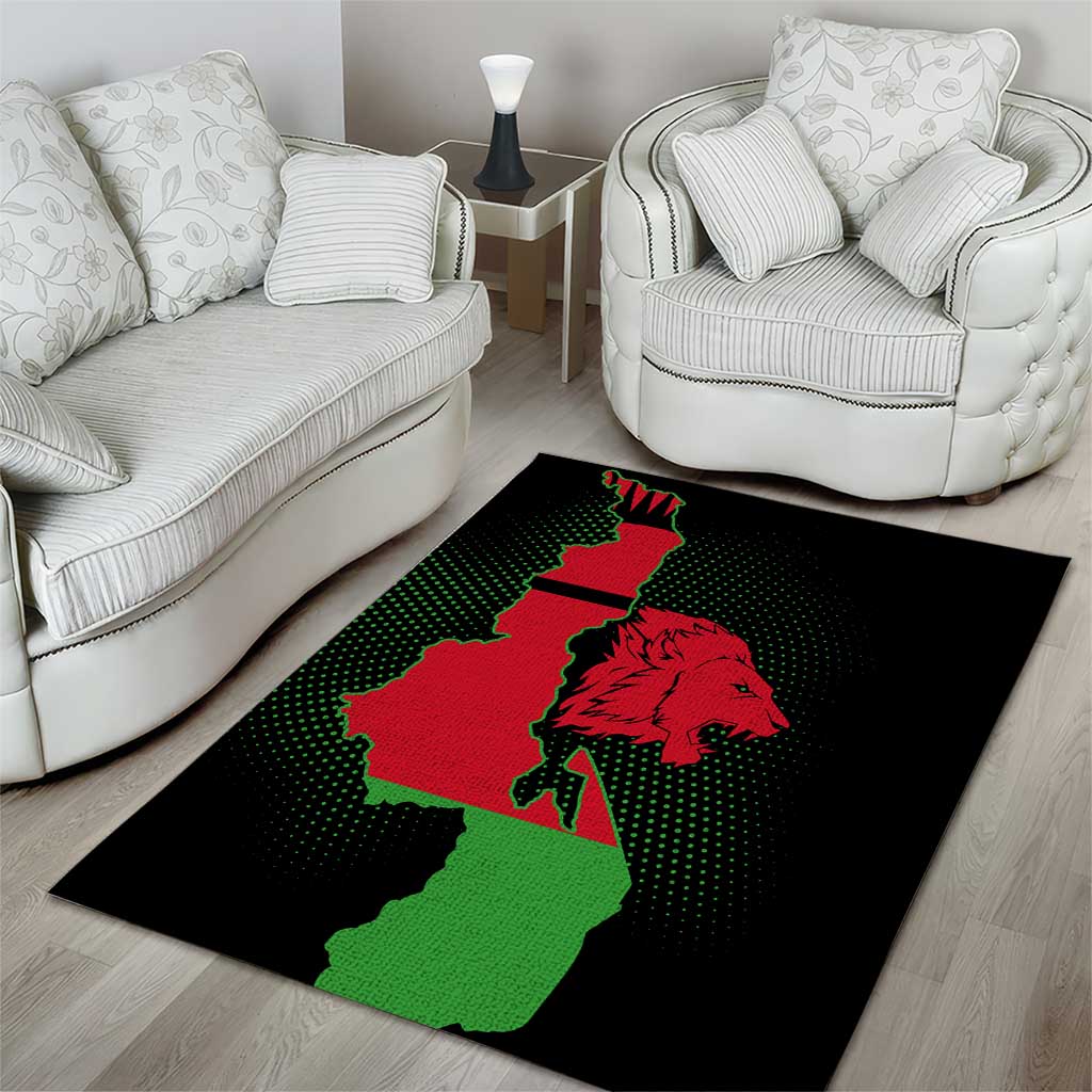 Malawi Lion Map Flag Area Rug Wildlife Fusion Design