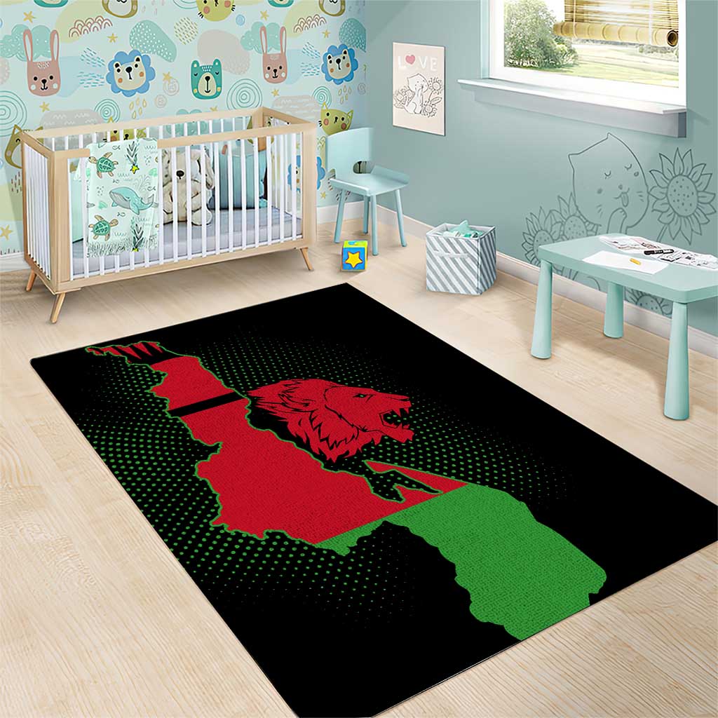 Malawi Lion Map Flag Area Rug Wildlife Fusion Design