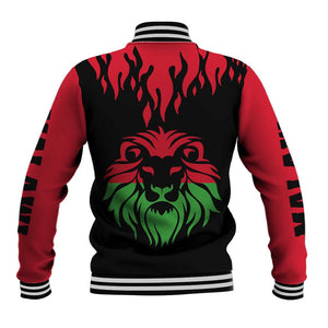 Malawi Lion Map Flag Baseball Jacket Wildlife Fusion Design