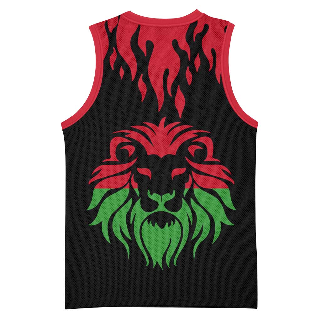 Malawi Lion Map Flag Basketball Jersey Wildlife Fusion Design - African Pride