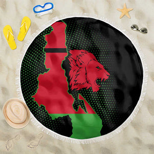 Malawi Lion Map Flag Beach Blanket Wildlife Fusion Design