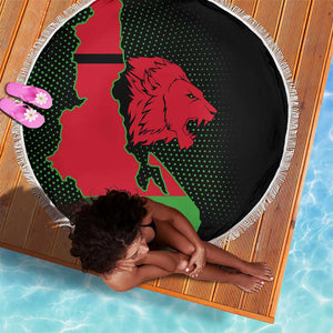 Malawi Lion Map Flag Beach Blanket Wildlife Fusion Design