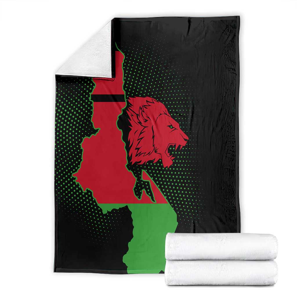 Malawi Lion Map Flag Blanket Wildlife Fusion Design