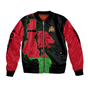 Malawi Lion Map Flag Bomber Jacket Wildlife Fusion Design