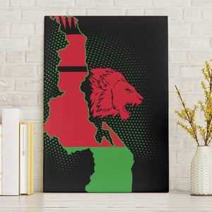 Malawi Lion Map Flag Canvas Wall Art Wildlife Fusion Design