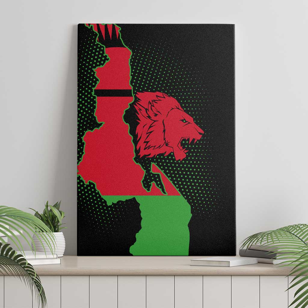 Malawi Lion Map Flag Canvas Wall Art Wildlife Fusion Design