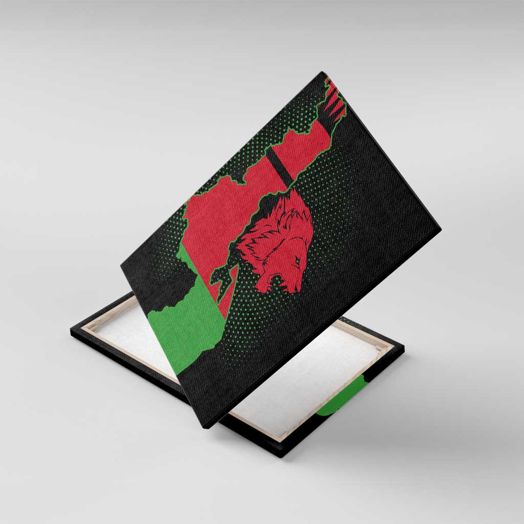 Malawi Lion Map Flag Canvas Wall Art Wildlife Fusion Design