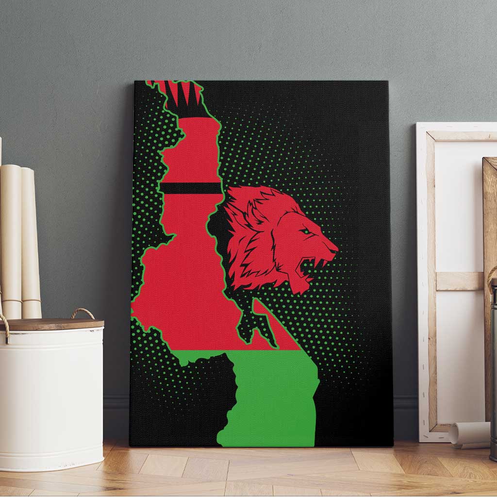 Malawi Lion Map Flag Canvas Wall Art Wildlife Fusion Design