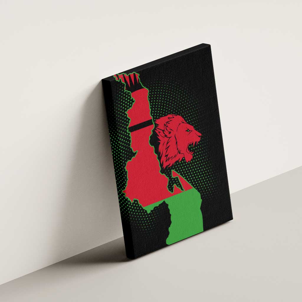 Malawi Lion Map Flag Canvas Wall Art Wildlife Fusion Design