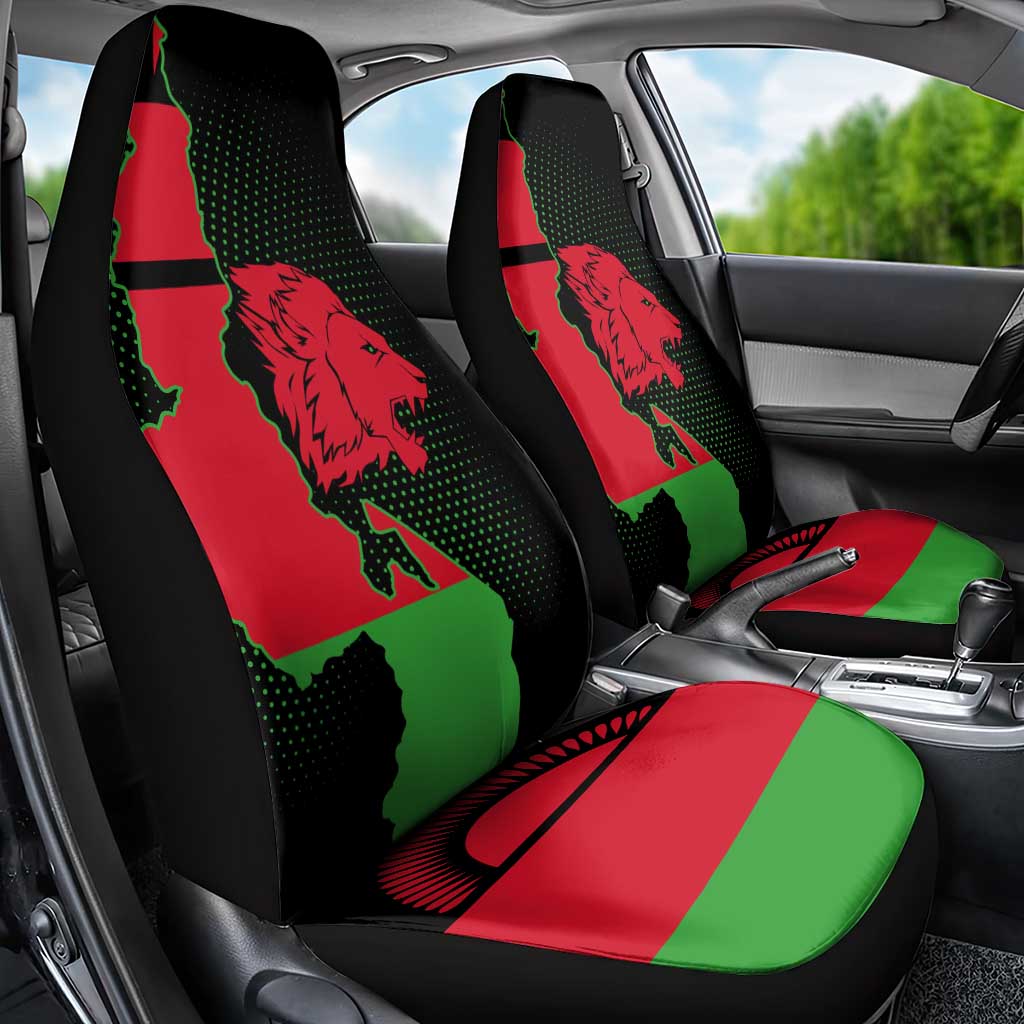 Malawi Lion Map Flag Car Seat Cover Wildlife Fusion Design