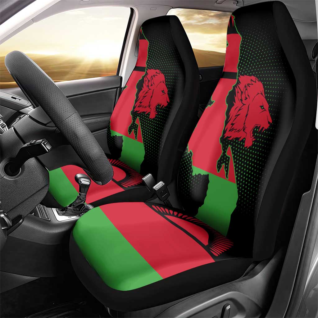 Malawi Lion Map Flag Car Seat Cover Wildlife Fusion Design