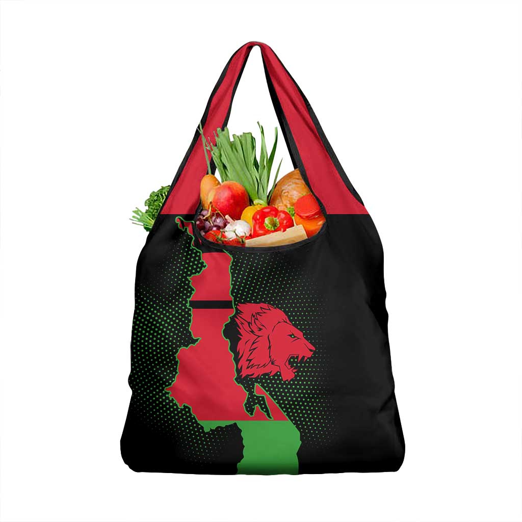 Malawi Lion Map Flag Grocery Bag Wildlife Fusion Design