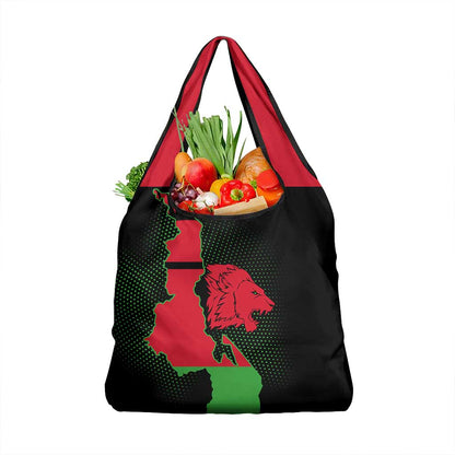 Malawi Lion Map Flag Grocery Bag Wildlife Fusion Design