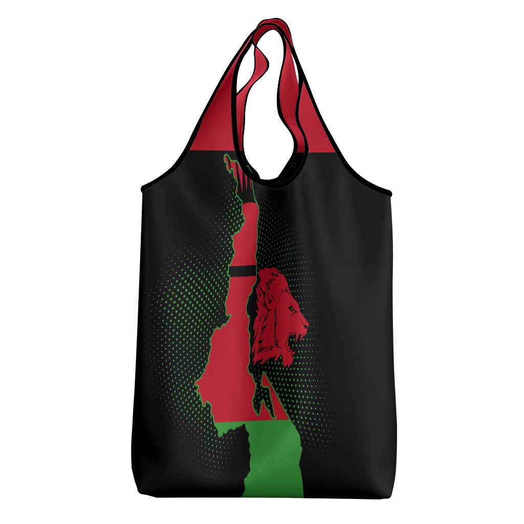 Malawi Lion Map Flag Grocery Bag Wildlife Fusion Design