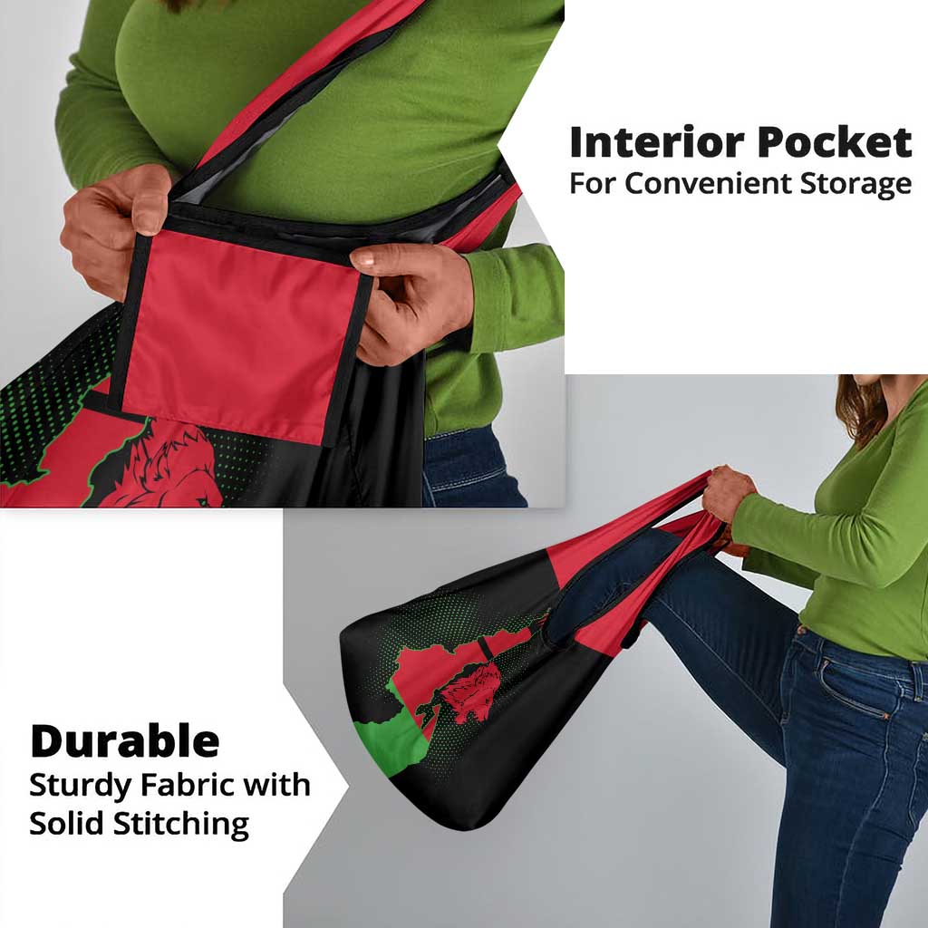 Malawi Lion Map Flag Grocery Bag Wildlife Fusion Design