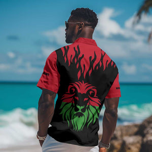 Malawi Lion Map Flag Hawaiian Shirt Wildlife Fusion Design