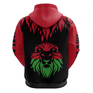Malawi Lion Map Flag Hoodie Wildlife Fusion Design