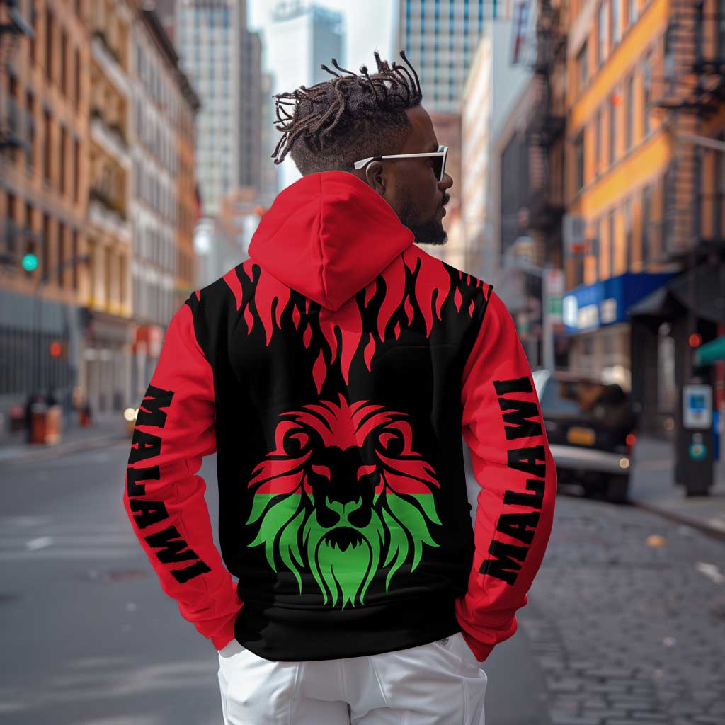 Malawi Lion Map Flag Hoodie Wildlife Fusion Design